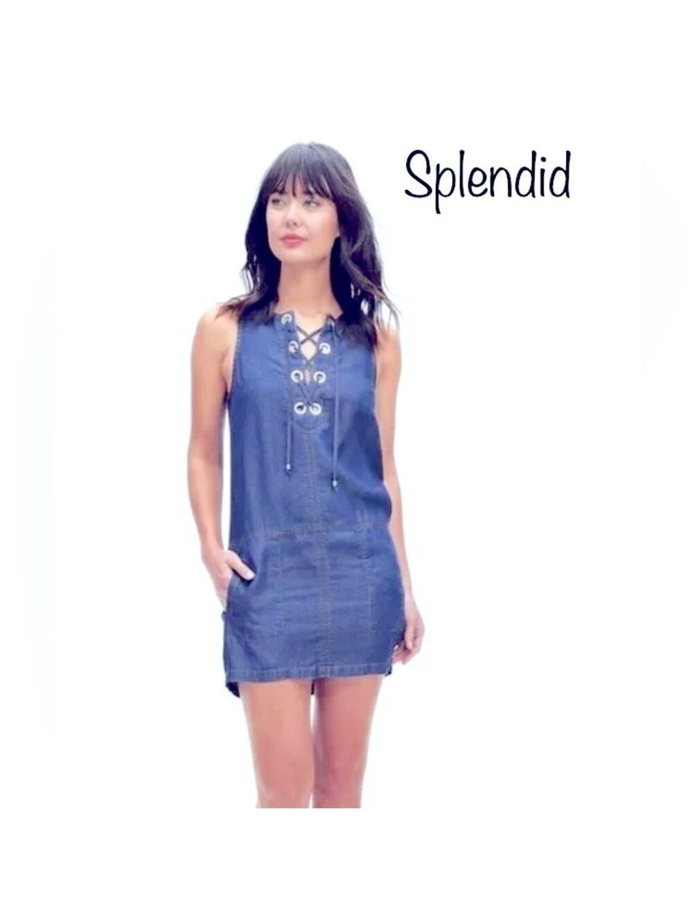 Splendid Indigo 100% Tencel Blue Dress with pockets size XS